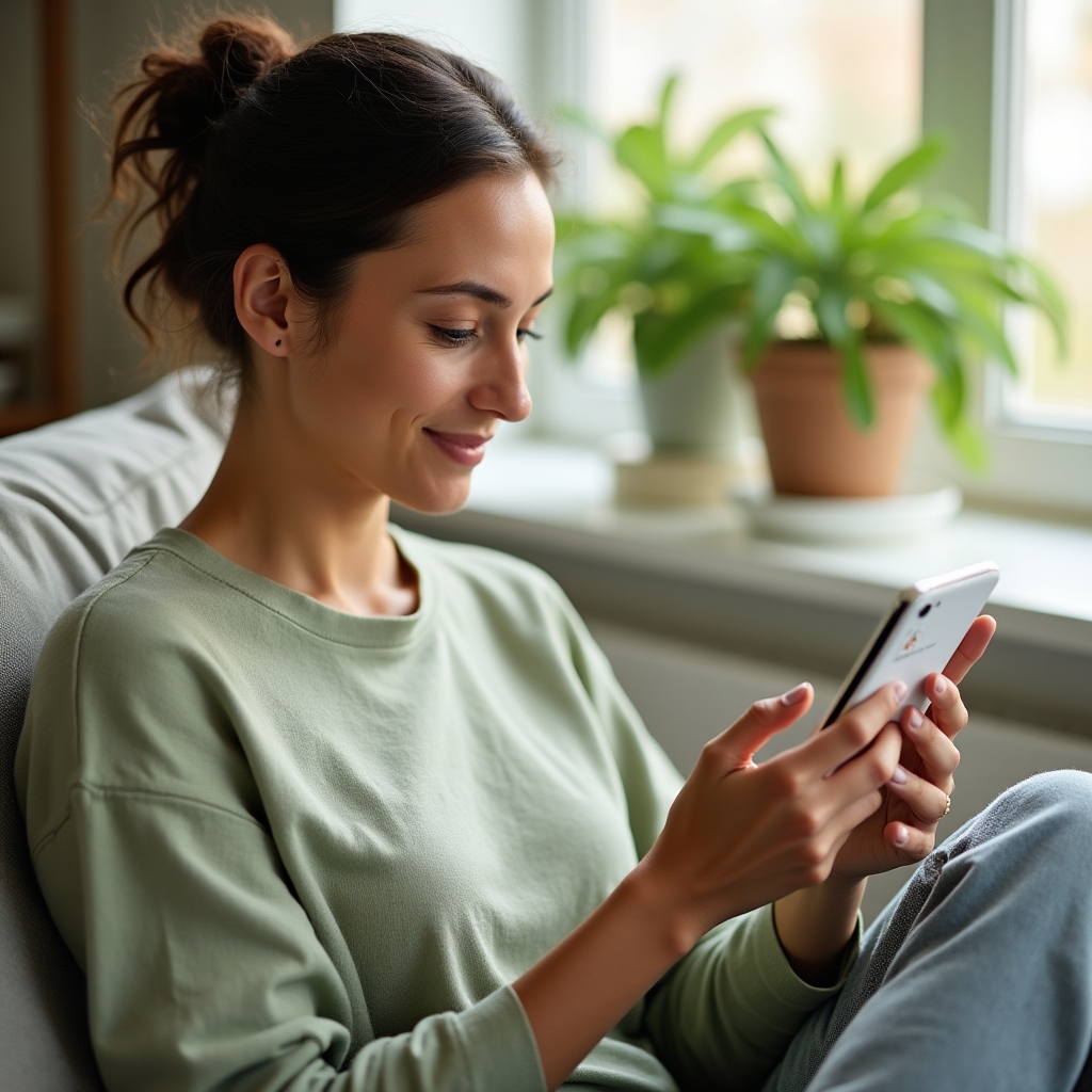 Person holding a smartphone completing the Totoka Wokapa plant matching quiz with plant-themed interface visible on screen